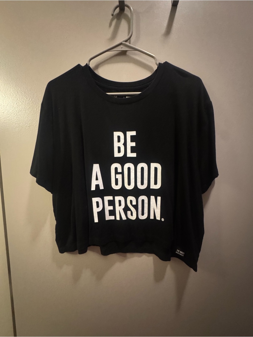 Black Graphic Crop Tee - BE A GOOD PERSON